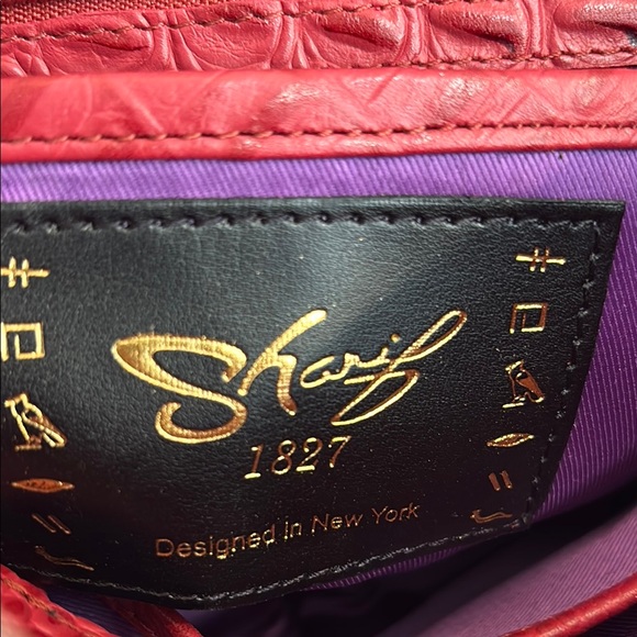 Sharif Red and Gold Crossbody Bag with Lion Doorknocker and Dustbag - Picture 7 of 11